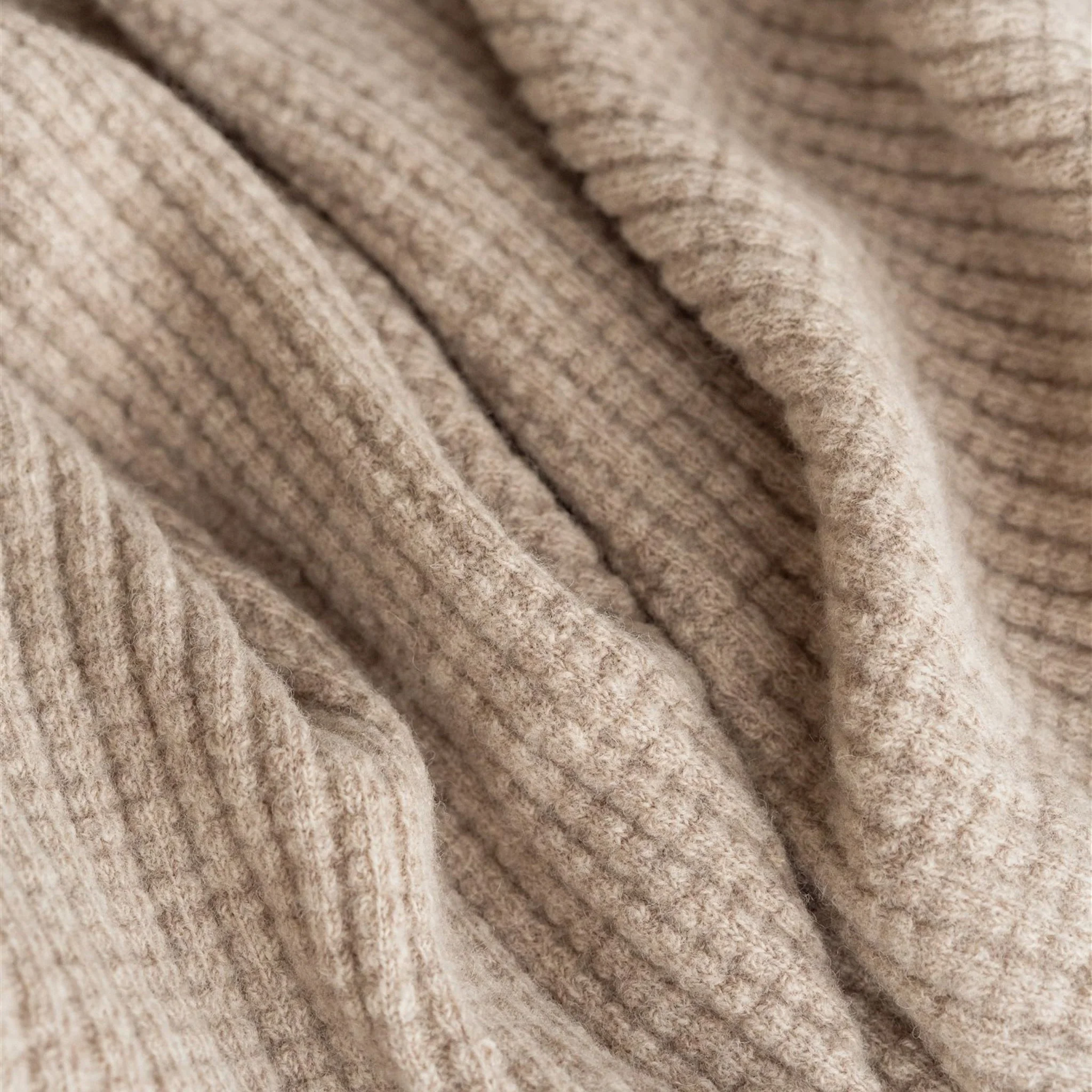 Sand Ribbed Wool Throw Blanket - Image 9