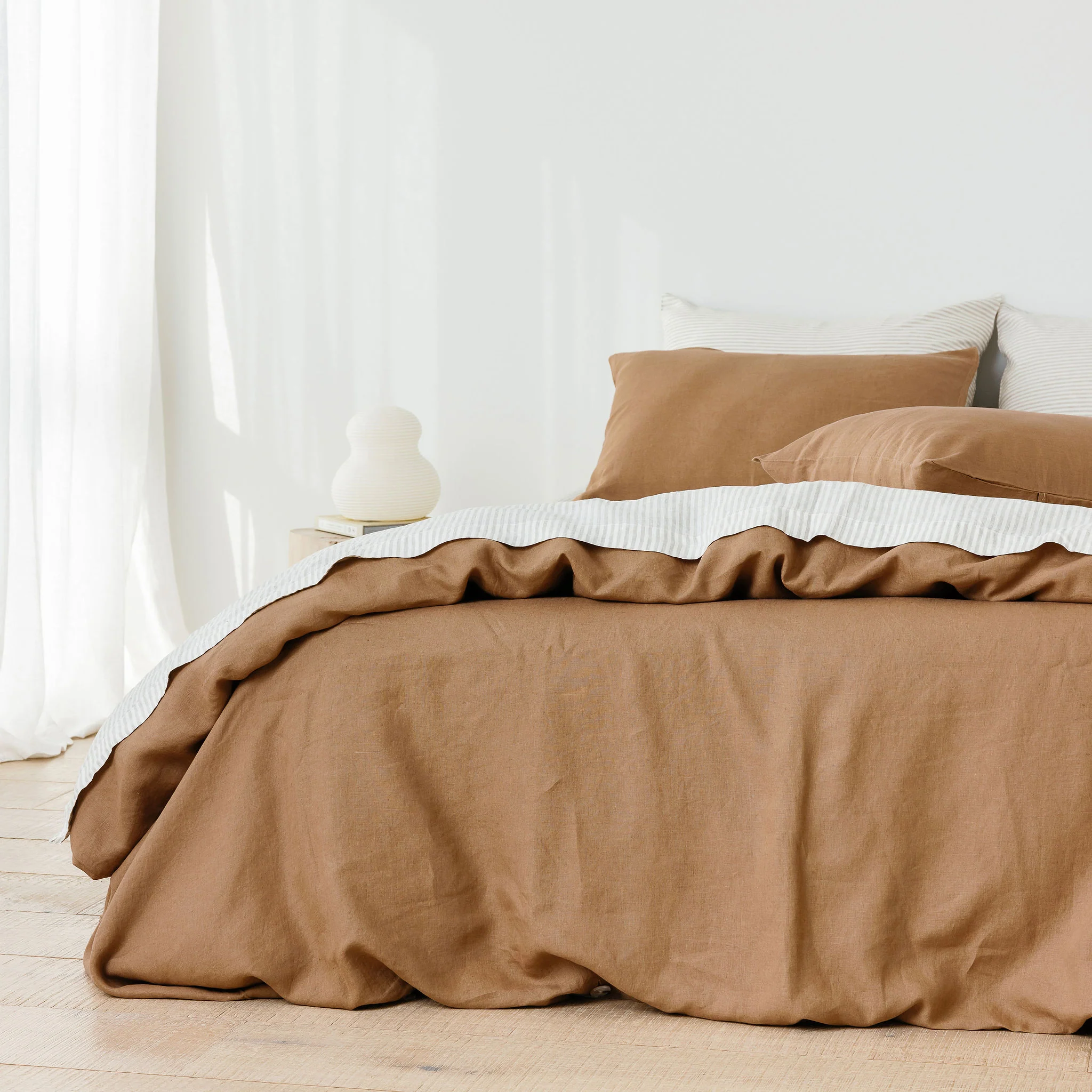 Sand Stripes Linen Fitted Sheet - Extra Deep Drop - Image 5