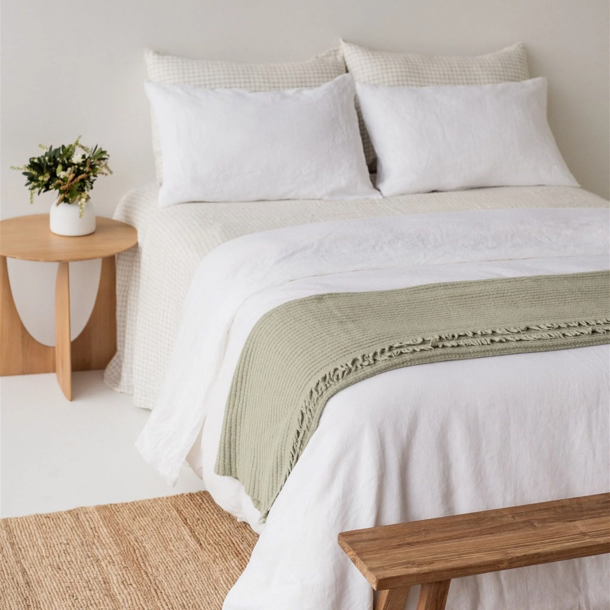 Spring Green Ribbed Wool Throw Blanket - Image 5