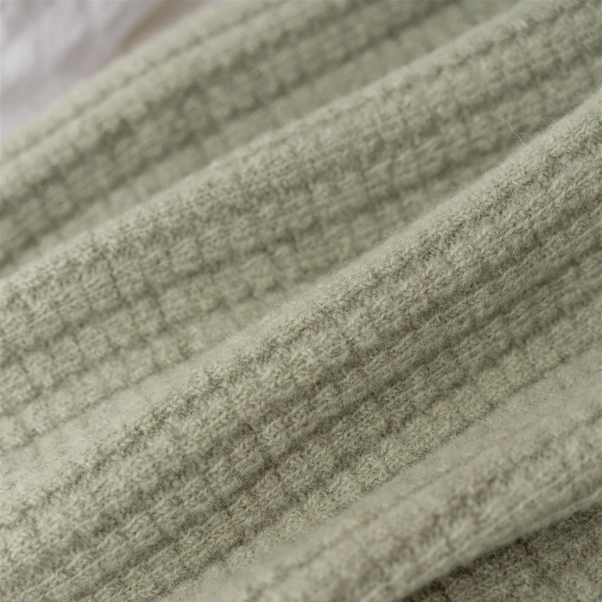 Spring Green Ribbed Wool Throw Blanket - Image 7